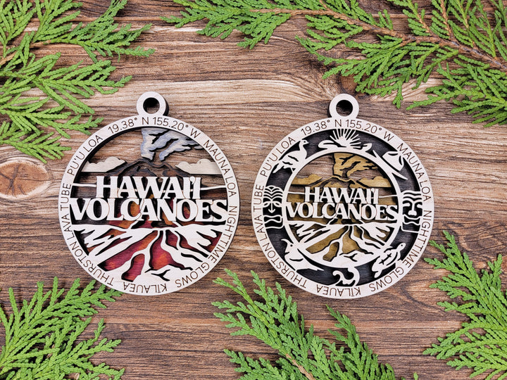 Hawaii Volcanoes Park Ornament - Includes 2 Ornaments - Laser Design SVG, PDF, AI File Download - Tested On Glowforge and LightBurn