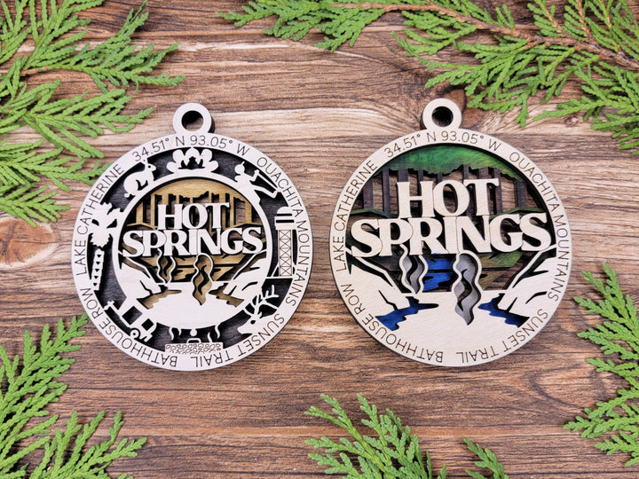 Hot Springs Park Ornament - Includes 2 Ornaments - Laser Design SVG, PDF, AI File Download - Tested On Glowforge and LightBurn
