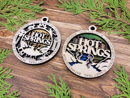 Hot Springs Park Ornament - Includes 2 Ornaments - Laser Design SVG, PDF, AI File Download - Tested On Glowforge and LightBurn