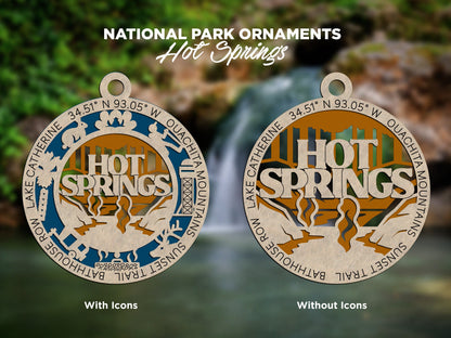 Hot Springs Park Ornament - Includes 2 Ornaments - Laser Design SVG, PDF, AI File Download - Tested On Glowforge and LightBurn