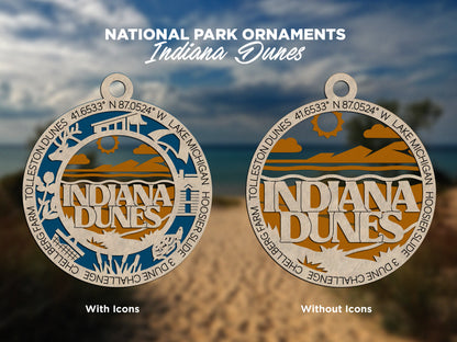 Indiana Dunes Park Ornament - Includes 2 Ornaments - Laser Design SVG, PDF, AI File Download - Tested On Glowforge and LightBurn