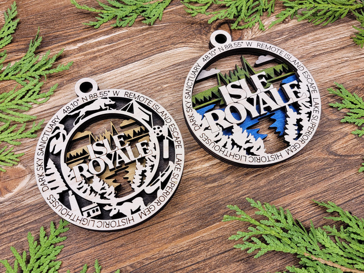 Isle Royale Park Ornament - Includes 2 Ornaments - Laser Design SVG, PDF, AI File Download - Tested On Glowforge and LightBurn
