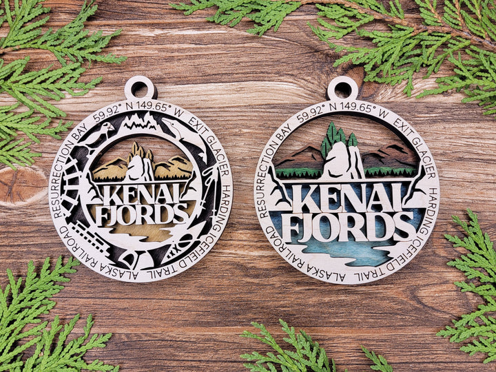 Kenai Fjords Park Ornament - Includes 2 Ornaments - Laser Design SVG, PDF, AI File Download - Tested On Glowforge and LightBurn