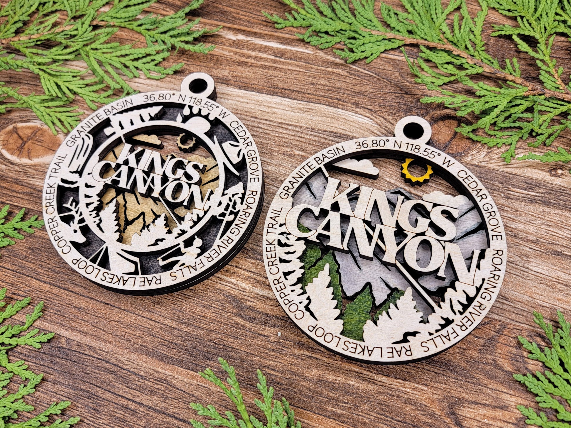 Kings Canyon Park Ornament - Includes 2 Ornaments - Laser Design SVG, PDF, AI File Download - Tested On Glowforge and LightBurn