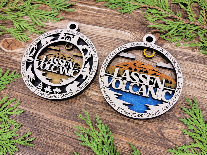Lassen Volcanic Park Ornament - Includes 2 Ornaments - Laser Design SVG, PDF, AI File Download - Tested On Glowforge and LightBurn