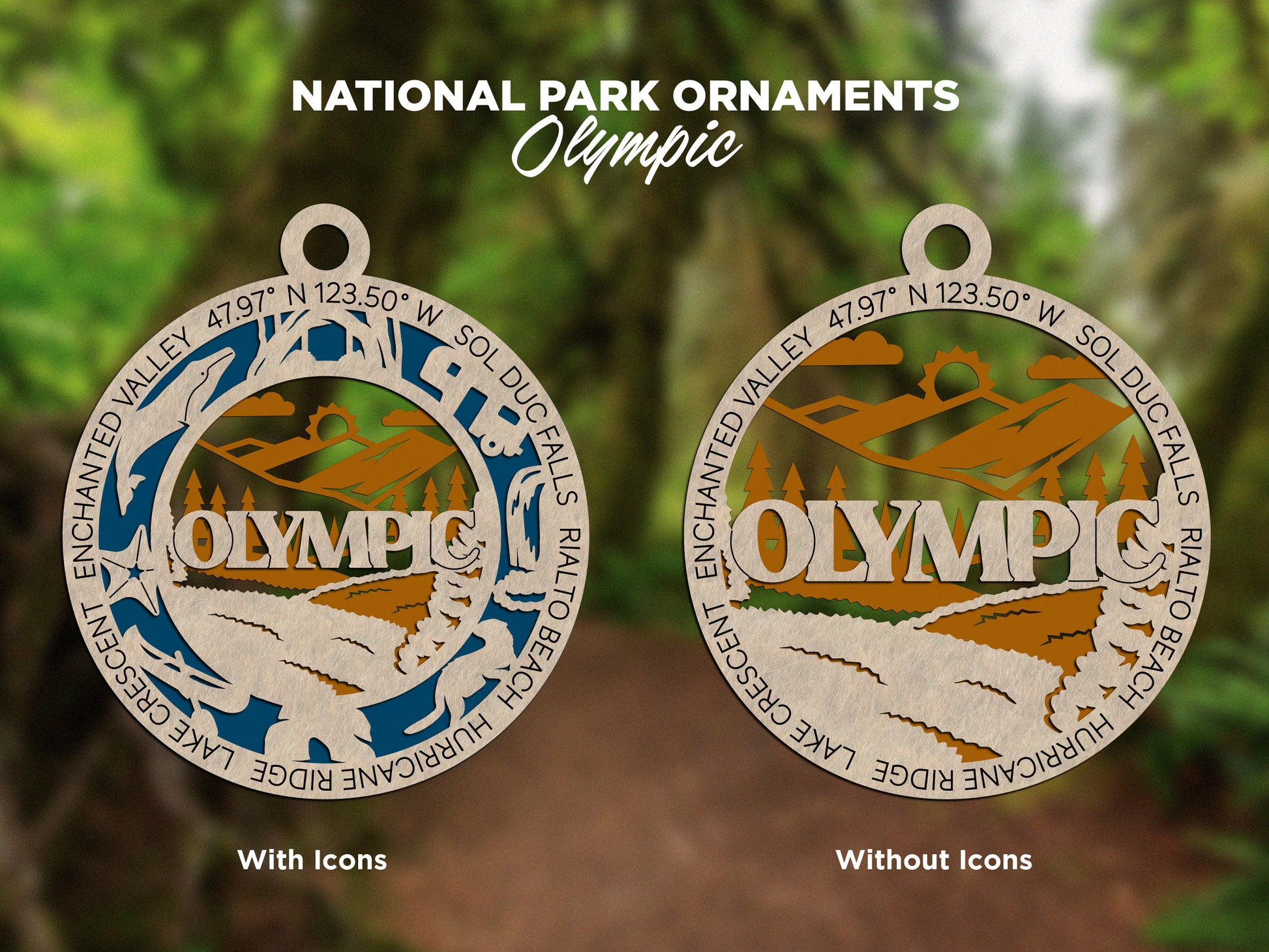 Olympic Park Ornament - Includes 2 Ornaments - Laser Design SVG, PDF, AI File Download - Tested On Glowforge and LightBurn