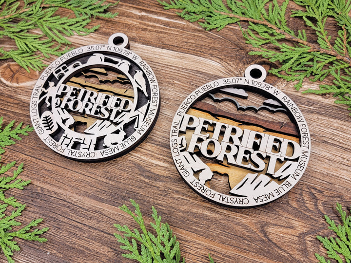 Petrified Forest Park Ornament - Includes 2 Ornaments - Laser Design SVG, PDF, AI File Download - Tested On Glowforge and LightBurn