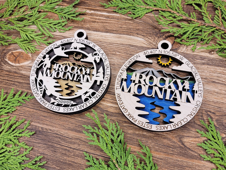 Rocky Mountain Park Ornament - Includes 2 Ornaments - Laser Design SVG, PDF, AI File Download - Tested On Glowforge and LightBurn