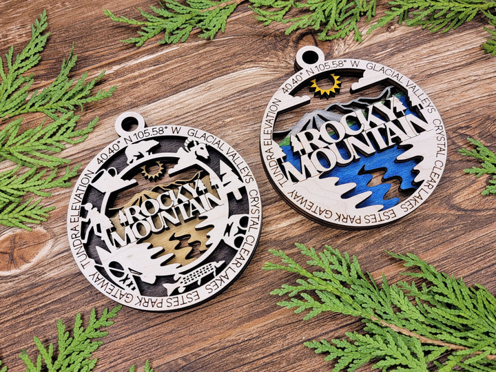 Rocky Mountain Park Ornament - Includes 2 Ornaments - Laser Design SVG, PDF, AI File Download - Tested On Glowforge and LightBurn