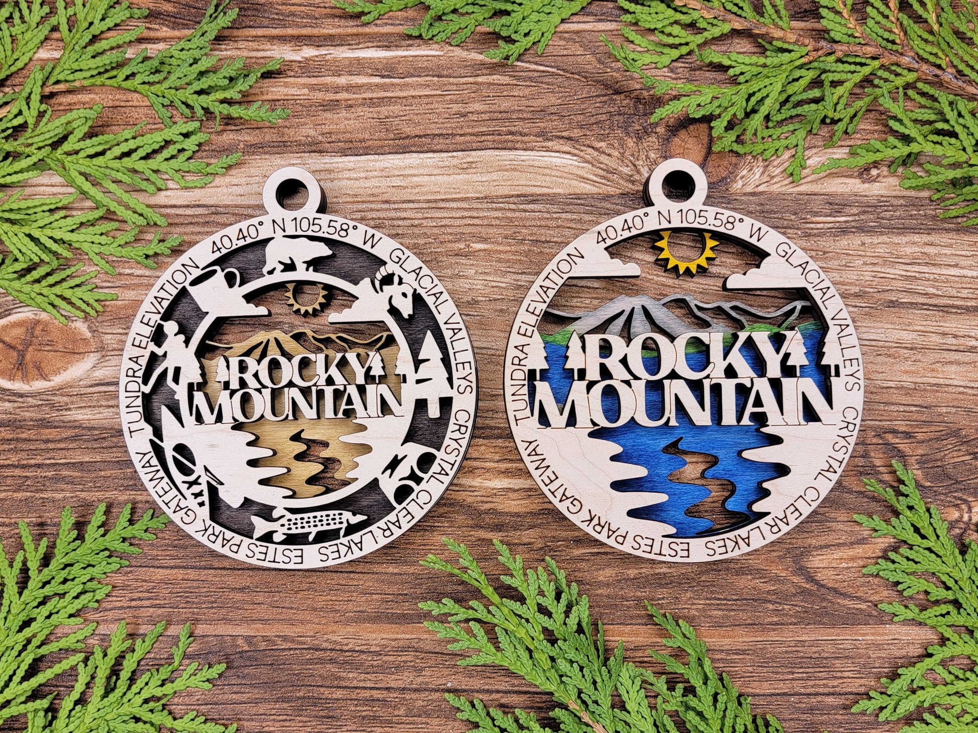 Rocky Mountain Park Ornament - Includes 2 Ornaments - Laser Design SVG, PDF, AI File Download - Tested On Glowforge and LightBurn