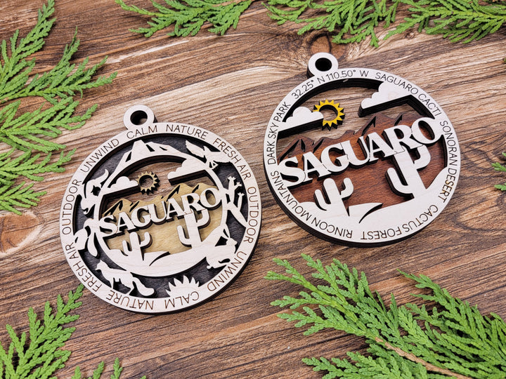 Saguaro Park Ornament - Includes 2 Ornaments - Laser Design SVG, PDF, AI File Download - Tested On Glowforge and LightBurn