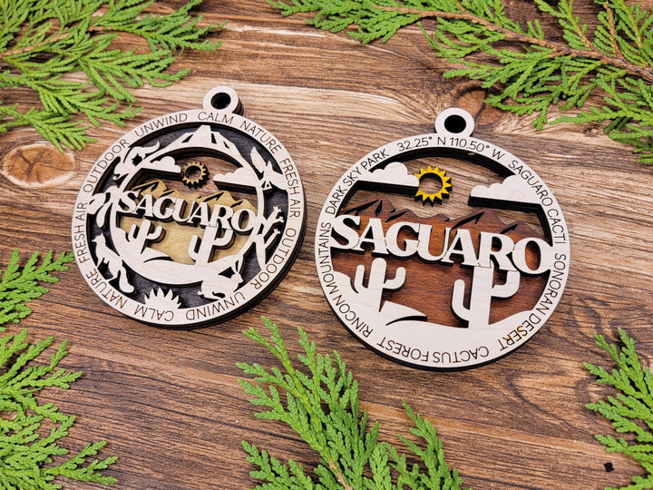 Saguaro Park Ornament - Includes 2 Ornaments - Laser Design SVG, PDF, AI File Download - Tested On Glowforge and LightBurn