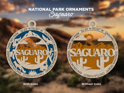 Saguaro Park Ornament - Includes 2 Ornaments - Laser Design SVG, PDF, AI File Download - Tested On Glowforge and LightBurn