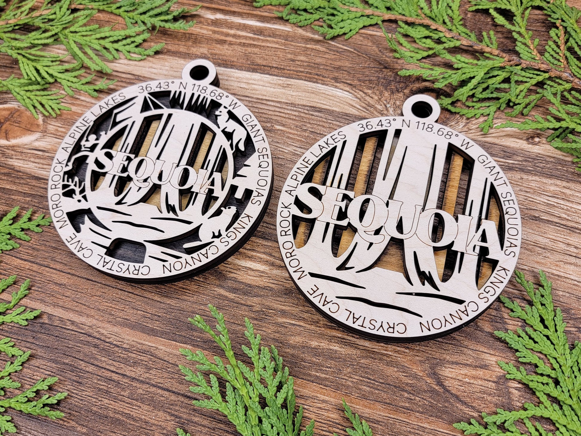 Sequoia Park Ornament - Includes 2 Ornaments - Laser Design SVG, PDF, AI File Download - Tested On Glowforge and LightBurn