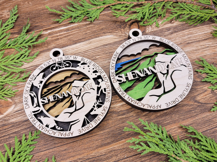 Shenandoah Park Ornament - Includes 2 Ornaments - Laser Design SVG, PDF, AI File Download - Tested On Glowforge and LightBurn