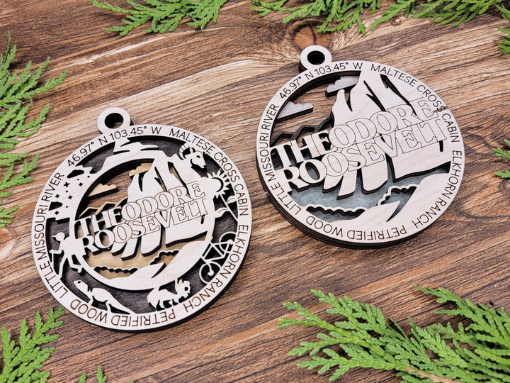 Theodore Roosevelt Park Ornament - Includes 2 Ornaments - Laser Design SVG, PDF, AI File Download - Tested On Glowforge and LightBurn