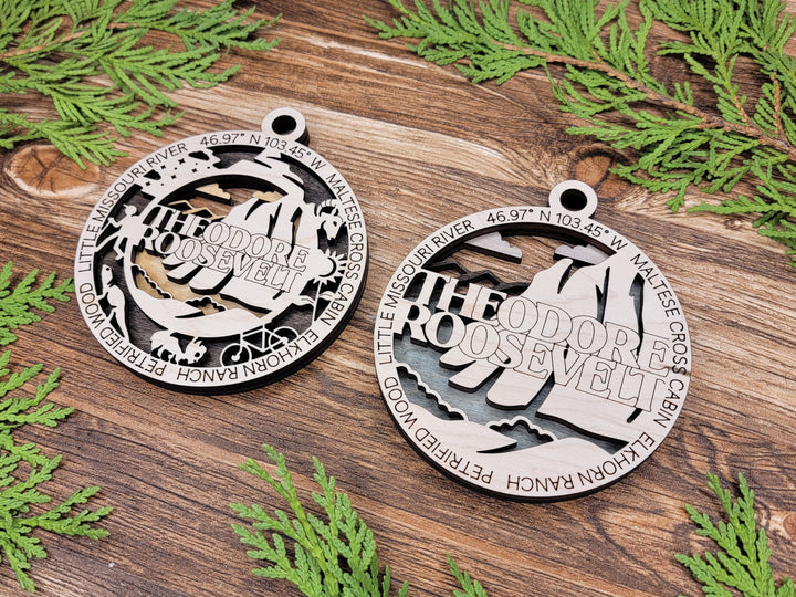 Theodore Roosevelt Park Ornament - Includes 2 Ornaments - Laser Design SVG, PDF, AI File Download - Tested On Glowforge and LightBurn