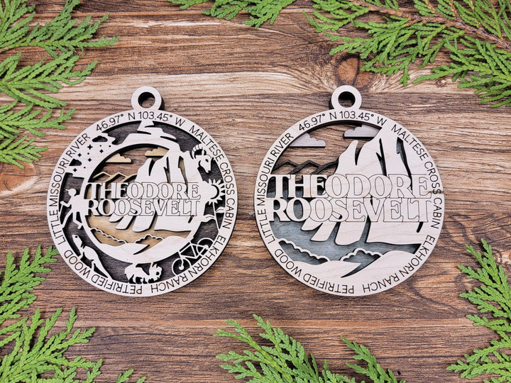 Theodore Roosevelt Park Ornament - Includes 2 Ornaments - Laser Design SVG, PDF, AI File Download - Tested On Glowforge and LightBurn