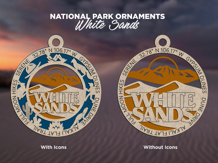 White Sands Park Ornament - Includes 2 Ornaments - Laser Design SVG, PDF, AI File Download - Tested On Glowforge and LightBurn