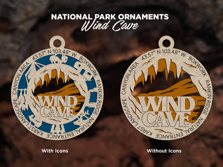 Wind Cave Park Ornament - Includes 2 Ornaments - Laser Design SVG, PDF, AI File Download - Tested On Glowforge and LightBurn