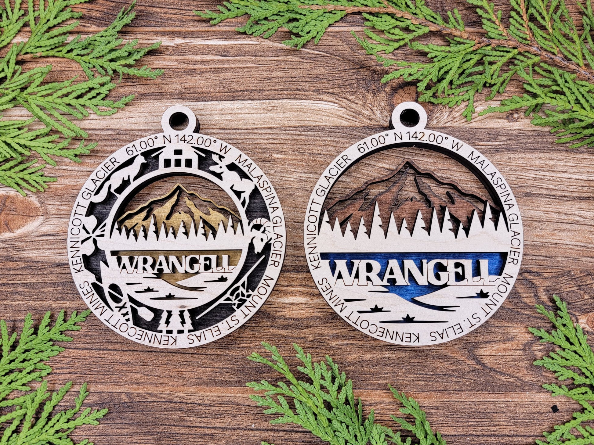 Wrangell Park Ornament - Includes 2 Ornaments - Laser Design SVG, PDF, AI File Download - Tested On Glowforge and LightBurn