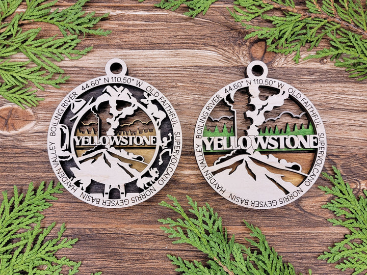 Yellowstone Park Ornament - Includes 2 Ornaments - Laser Design SVG, PDF, AI File Download - Tested On Glowforge and LightBurn