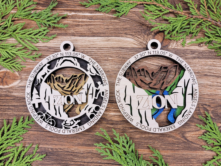 Zion Park Ornament - Includes 2 Ornaments - Laser Design SVG, PDF, AI File Download - Tested On Glowforge and LightBurn