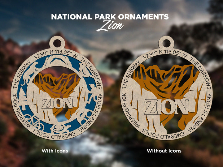 Zion Park Ornament - Includes 2 Ornaments - Laser Design SVG, PDF, AI File Download - Tested On Glowforge and LightBurn