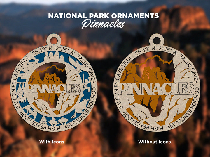 Pinnacles Park Ornament - Includes 2 Ornaments - Laser Design SVG, PDF, AI File Download - Tested On Glowforge and LightBurn