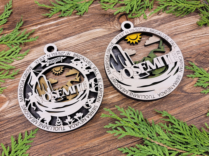 Yosemite Park Ornament - Includes 2 Ornaments - Laser Design SVG, PDF, AI File Download - Tested On Glowforge and LightBurn