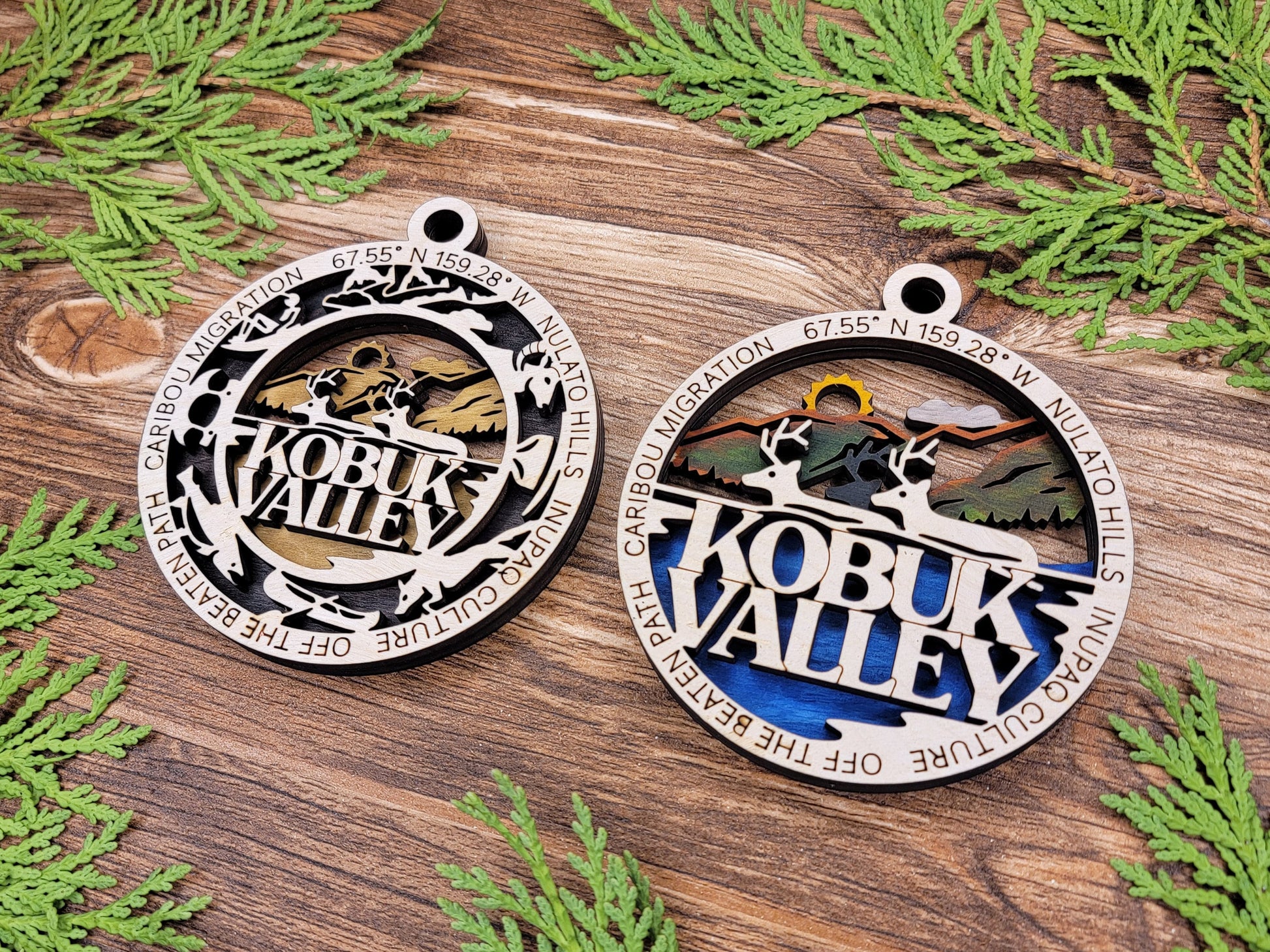 Kobuk Valley Park Ornament - Includes 2 Ornaments - Laser Design SVG, PDF, AI File Download - Tested On Glowforge and LightBurn