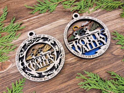 Kobuk Valley Park Ornament - Includes 2 Ornaments - Laser Design SVG, PDF, AI File Download - Tested On Glowforge and LightBurn