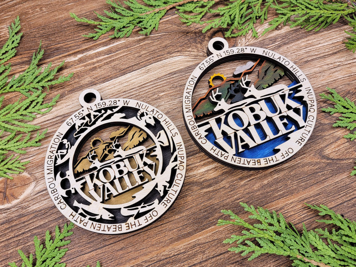 Kobuk Valley Park Ornament - Includes 2 Ornaments - Laser Design SVG, PDF, AI File Download - Tested On Glowforge and LightBurn