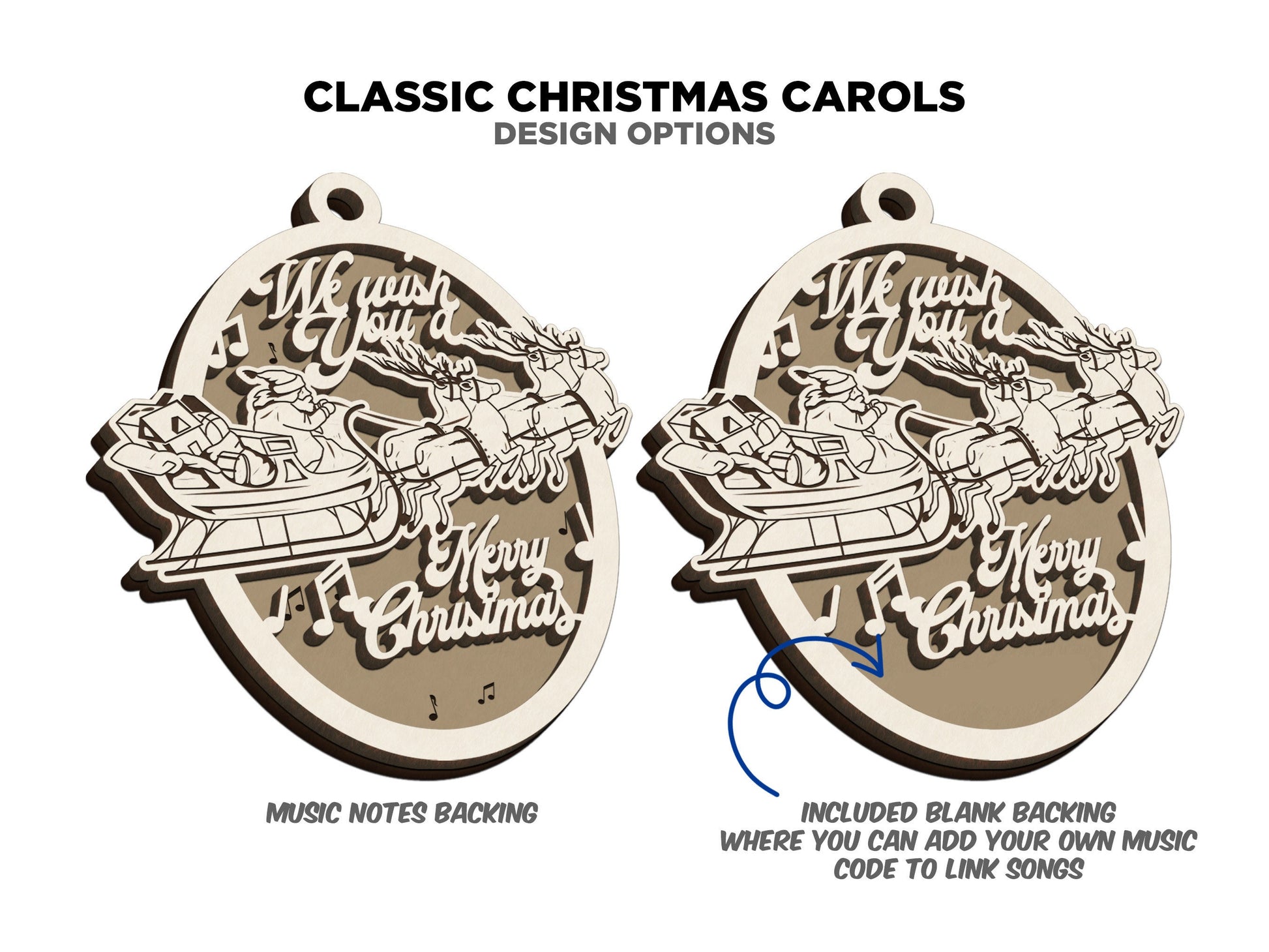 The Classic Christmas Carol Ornaments - Includes 8 Unique Designs and 2 Box Designs - Tested on Glowforge & Lightburn