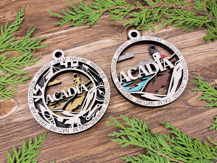 Acadia Park Ornament - Includes 2 Ornaments - Laser Design SVG, PDF, AI File Download - Tested On Glowforge and LightBurn