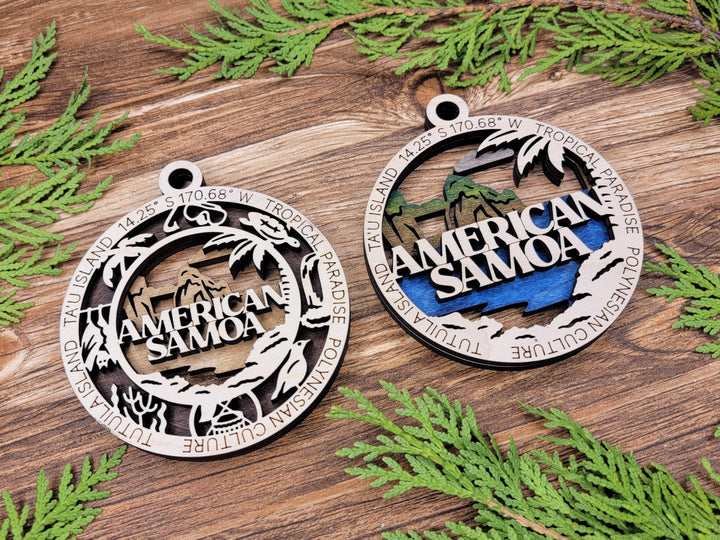 American Samoa Park Ornament - Includes 2 Ornaments - Laser Design SVG, PDF, AI File Download - Tested On Glowforge and LightBurn