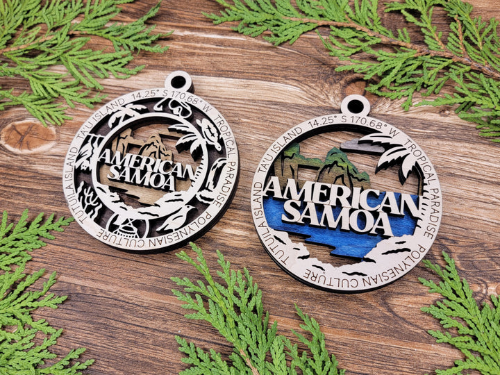 American Samoa Park Ornament - Includes 2 Ornaments - Laser Design SVG, PDF, AI File Download - Tested On Glowforge and LightBurn