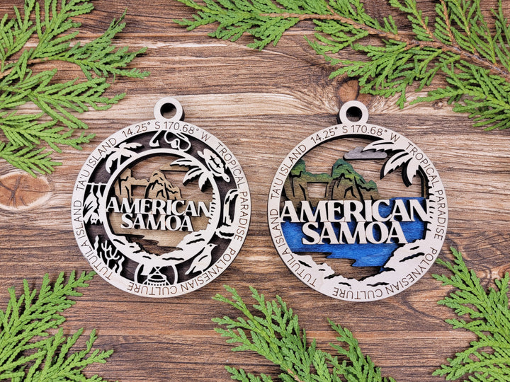 American Samoa Park Ornament - Includes 2 Ornaments - Laser Design SVG, PDF, AI File Download - Tested On Glowforge and LightBurn