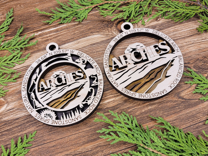 Arches Park Ornament - Includes 2 Ornaments - Laser Design SVG, PDF, AI File Download - Tested On Glowforge and LightBurn