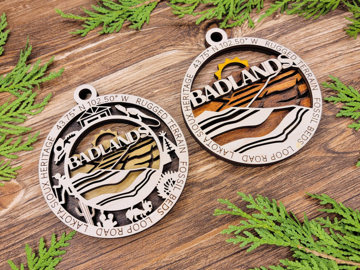Badlands Park Ornament - Includes 2 Ornaments - Laser Design SVG, PDF, AI File Download - Tested On Glowforge and LightBurn