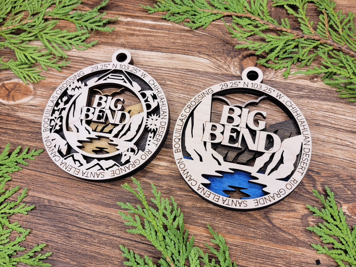 Big Bend Park Ornament - Includes 2 Ornaments - Laser Design SVG, PDF, AI File Download - Tested On Glowforge and LightBurn