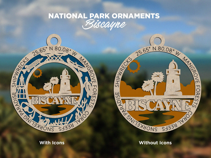Biscayne Park Ornament - Includes 2 Ornaments - Laser Design SVG, PDF, AI File Download - Tested On Glowforge and LightBurn