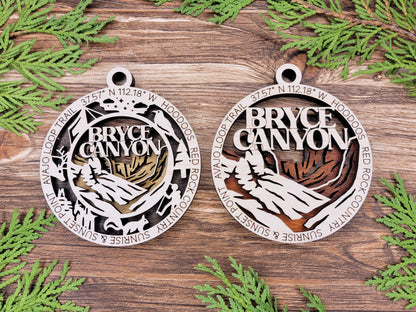 Bryce Canyon Park Ornament - Includes 2 Ornaments - Laser Design SVG, PDF, AI File Download - Tested On Glowforge and LightBurn