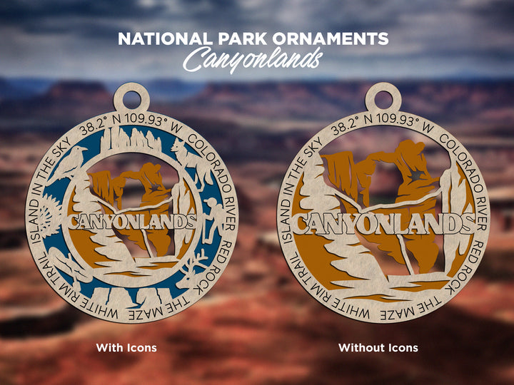 Canyonlands Park Ornament - Includes 2 Ornaments - Laser Design SVG, PDF, AI File Download - Tested On Glowforge and LightBurn