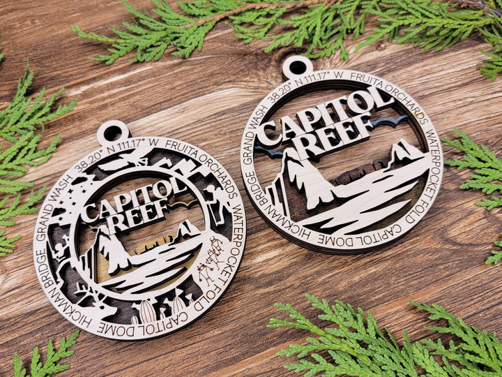 Capitol Reef Park Ornament - Includes 2 Ornaments - Laser Design SVG, PDF, AI File Download - Tested On Glowforge and LightBurn