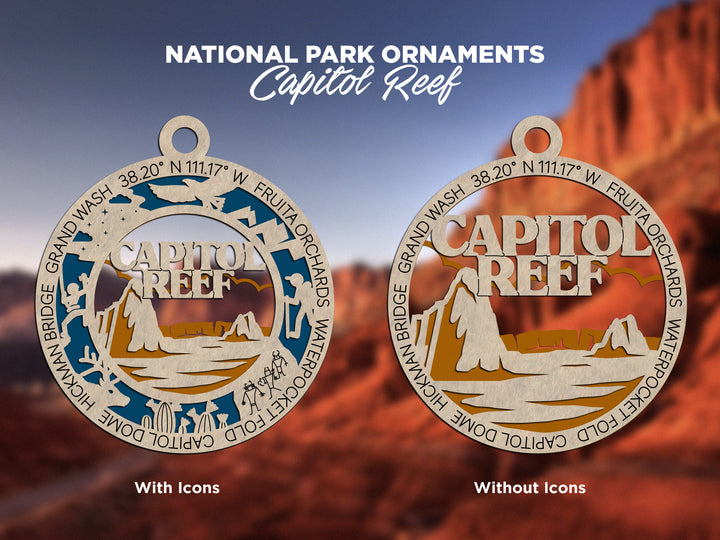 Capitol Reef Park Ornament - Includes 2 Ornaments - Laser Design SVG, PDF, AI File Download - Tested On Glowforge and LightBurn