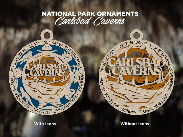 Carlsbad Caverns Park Ornament - Includes 2 Ornaments - Laser Design SVG, PDF, AI File Download - Tested On Glowforge and LightBurn