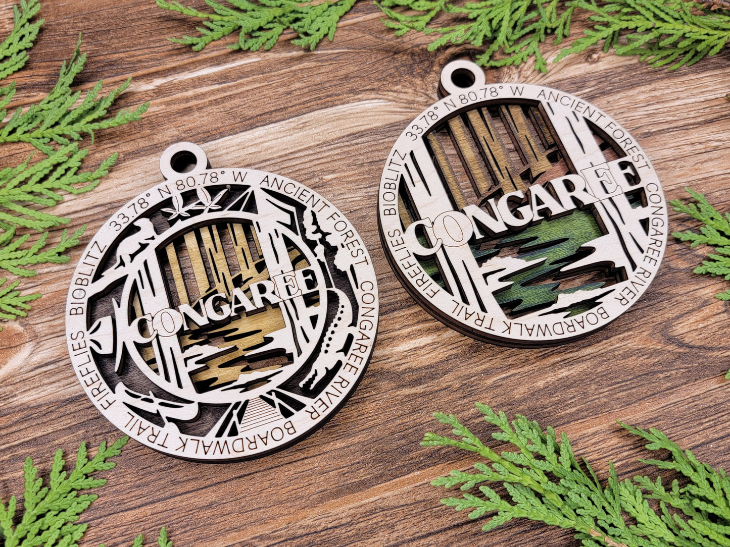 Congaree Park Ornament - Includes 2 Ornaments - Laser Design SVG, PDF, AI File Download - Tested On Glowforge and LightBurn