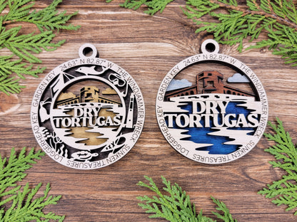 Dry Tortugas Park Ornament - Includes 2 Ornaments - Laser Design SVG, PDF, AI File Download - Tested On Glowforge and LightBurn