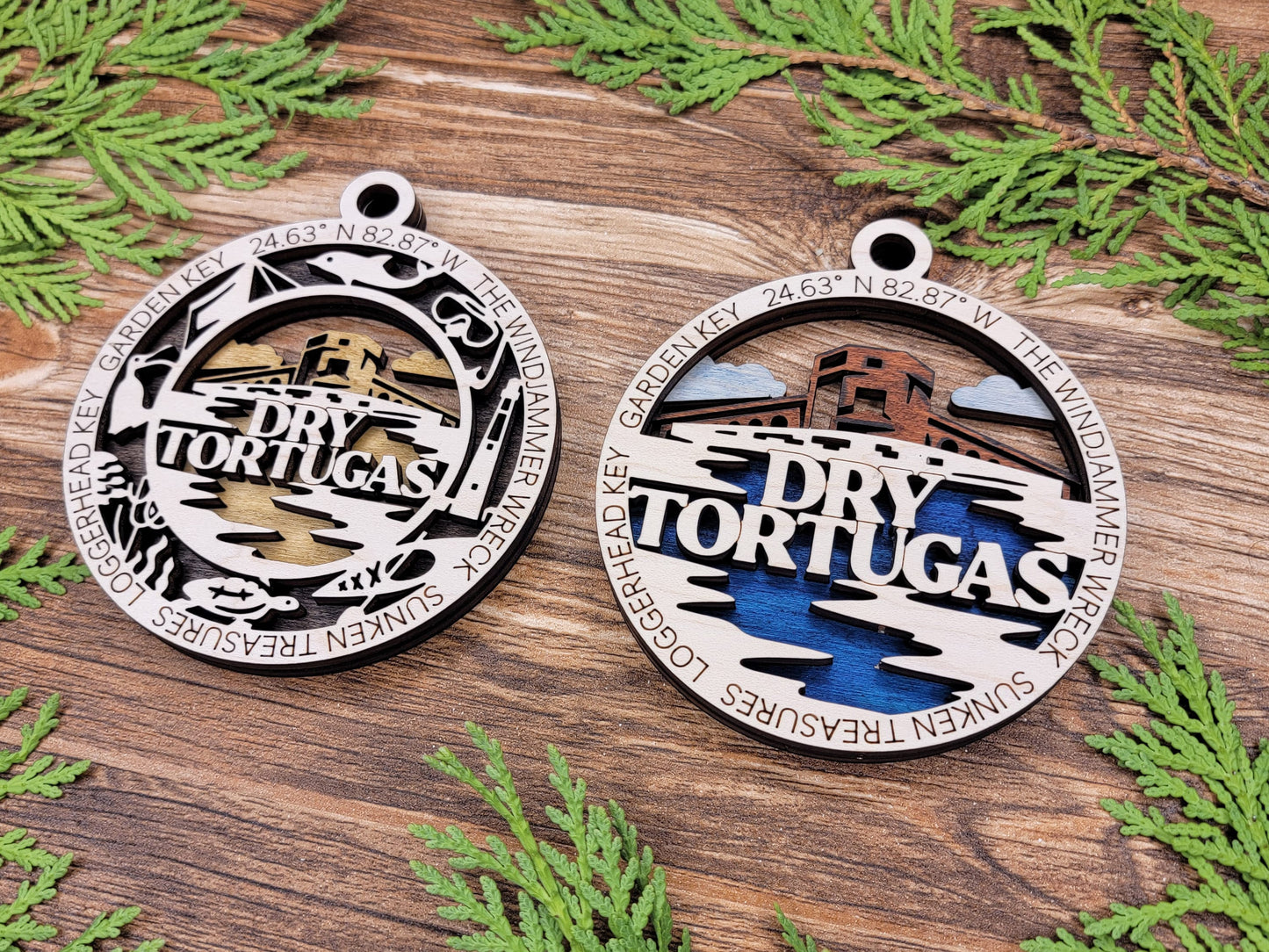 Dry Tortugas Park Ornament - Includes 2 Ornaments - Laser Design SVG, PDF, AI File Download - Tested On Glowforge and LightBurn